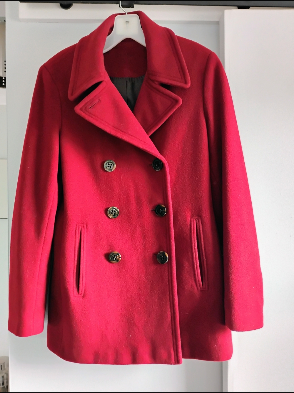 Calvin Klein Red Wool Peacoat